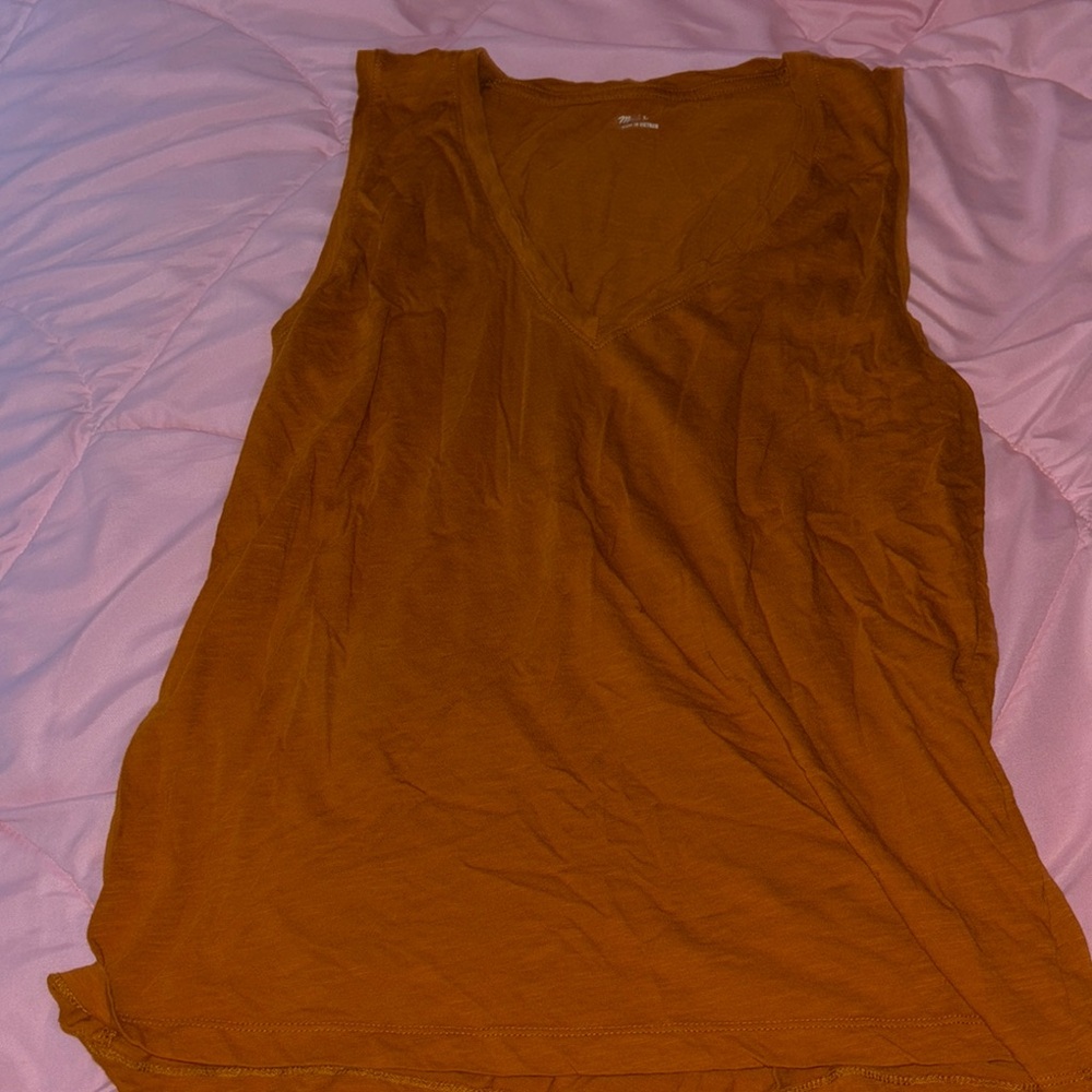 Madewell Brown Sleeveless Wrap Tank Top